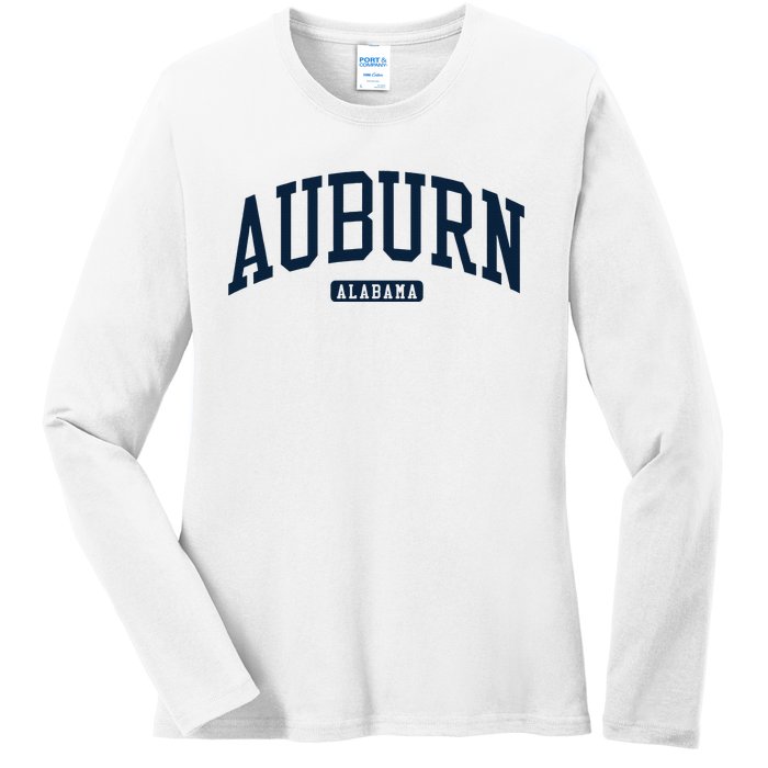 Auburn Alabama AL College University Style Navy Ladies Long Sleeve Shirt