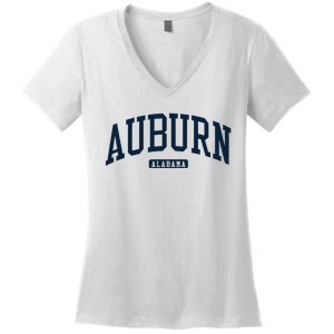 Auburn Alabama AL College University Style Navy Women's V-Neck T-Shirt