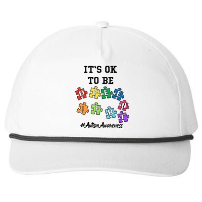 Autism Awareness Acceptance Its Ok To Be Different Meaningful Gift Snapback Five-Panel Rope Hat