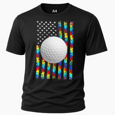 Autism Awareness American Flag Golf Performance Shirt