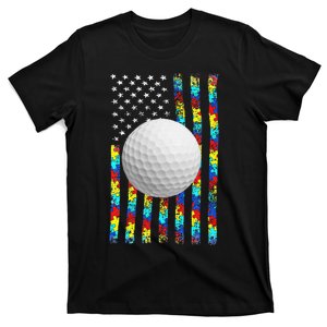 Autism Awareness American Flag Golf T-Shirt