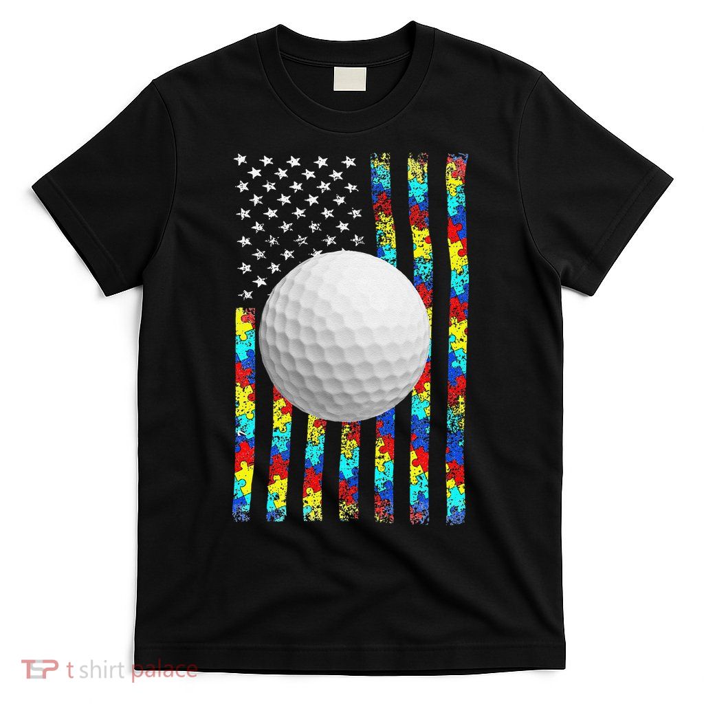Autism Awareness American Flag Golf T-Shirt