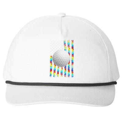 Autism Awareness American Flag Golf Snapback Five-Panel Rope Hat