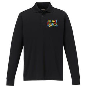 Autistic Autism Awareness I Rock The Spectrum Gift Performance Long Sleeve Polo