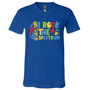 Autistic Autism Awareness I Rock The Spectrum Gift V-Neck T-Shirt