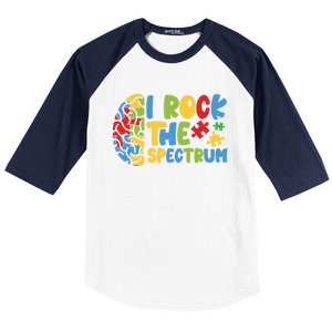 Autistic Autism Awareness I Rock The Spectrum Gift Baseball Sleeve Shirt