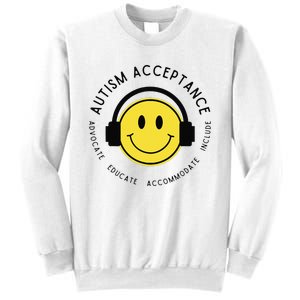 Autism Awareness Acceptance Retro Happy Face Sweatshirt