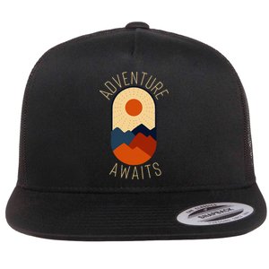 Adventure Awaits Flat Bill Trucker Hat