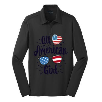 All American American Flag 4th Of July Patriotic Funny Gift Silk Touch Performance Long Sleeve Polo