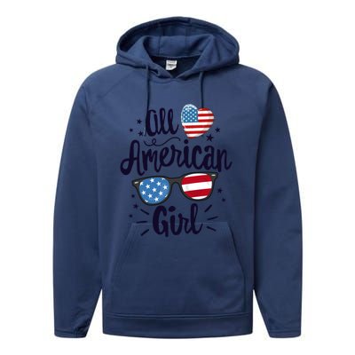 All American American Flag 4th Of July Patriotic Funny Gift Performance Fleece Hoodie