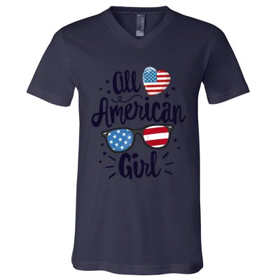 All American American Flag 4th Of July Patriotic Funny Gift V-Neck T-Shirt