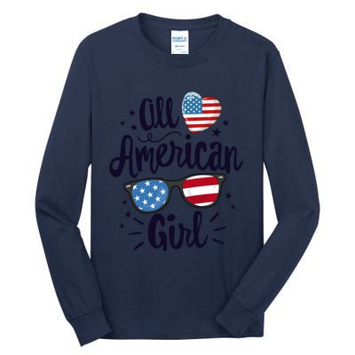 All American American Flag 4th Of July Patriotic Funny Gift Tall Long Sleeve T-Shirt