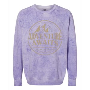 Adventure Awaits Adventure Camping Mountain Colorblast Crewneck Sweatshirt