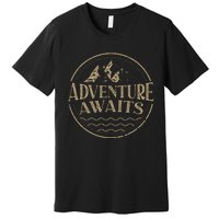 Adventure Awaits Adventure Camping Mountain Premium T-Shirt