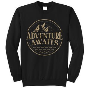 Adventure Awaits Adventure Camping Mountain Tall Sweatshirt