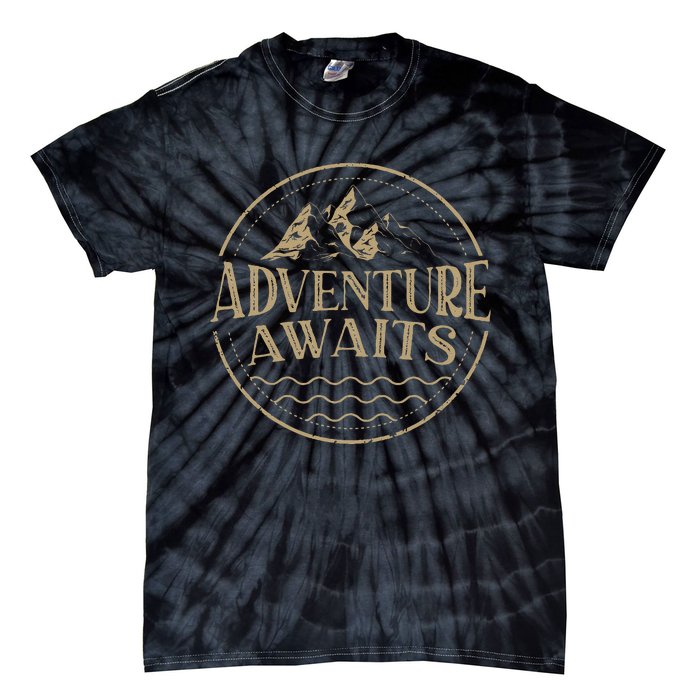 Adventure Awaits Adventure Camping Mountain Tie-Dye T-Shirt