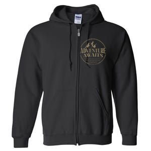 Adventure Awaits Adventure Camping Mountain Full Zip Hoodie