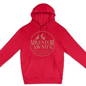 Adventure Awaits Adventure Camping Mountain Premium Pullover Hoodie