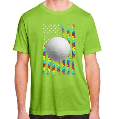 Autism Awareness American Flag Volleyball Adult ChromaSoft Performance T-Shirt