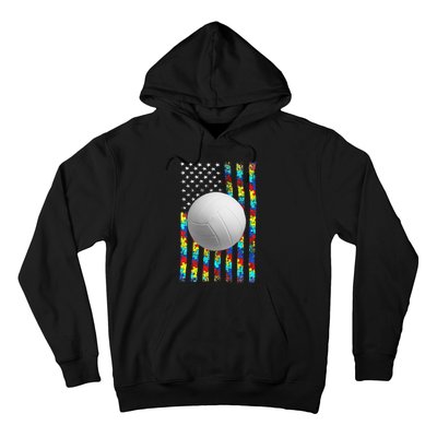 Autism Awareness American Flag Volleyball Hoodie