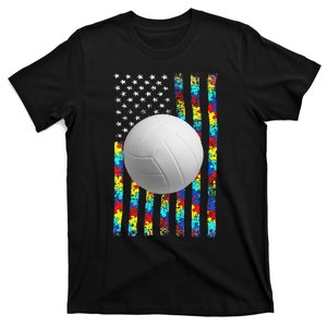 Autism Awareness American Flag Volleyball T-Shirt