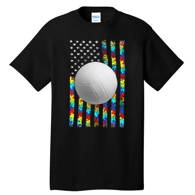 Autism Awareness American Flag Volleyball Tall T-Shirt