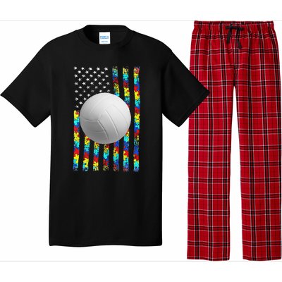 Autism Awareness American Flag Volleyball Pajama Set