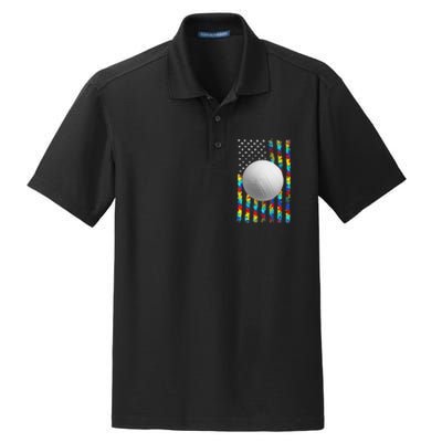 Autism Awareness American Flag Volleyball Dry Zone Grid Polo