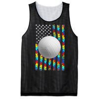 Autism Awareness American Flag Volleyball Mesh Reversible Basketball Jersey Tank