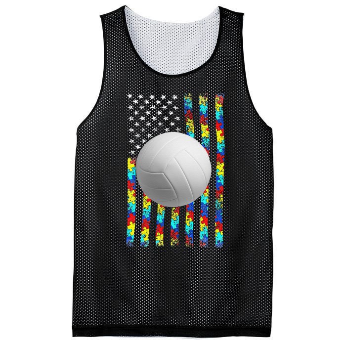 Autism Awareness American Flag Volleyball Mesh Reversible Basketball Jersey Tank