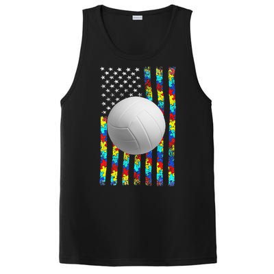 Autism Awareness American Flag Volleyball PosiCharge Competitor Tank