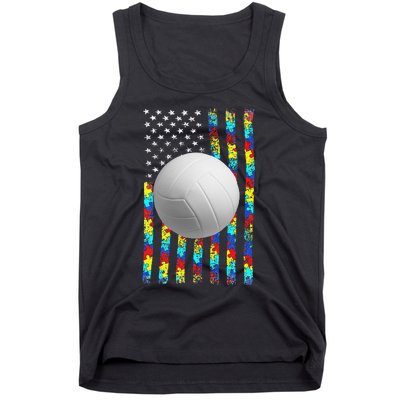 Autism Awareness American Flag Volleyball Tank Top