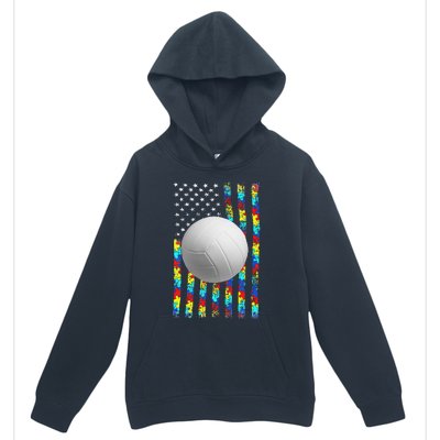 Autism Awareness American Flag Volleyball Urban Pullover Hoodie