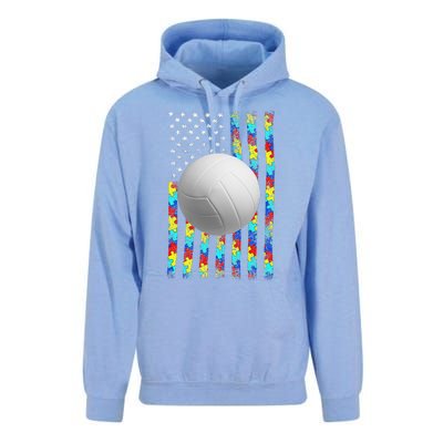 Autism Awareness American Flag Volleyball Unisex Surf Hoodie