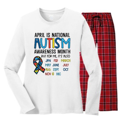 April Autism Awareness Month Acceptance Women's Long Sleeve Flannel Pajama Set 