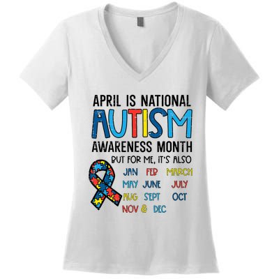 April Autism Awareness Month Acceptance Women's V-Neck T-Shirt