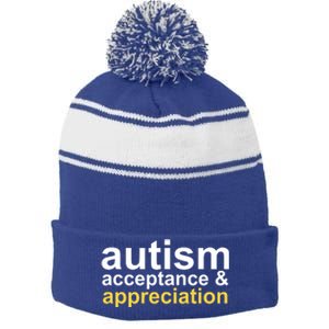 Autism Acceptance And Appreciation Stripe Pom Pom Beanie