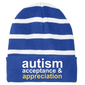 Autism Acceptance And Appreciation Striped Beanie with Solid Band