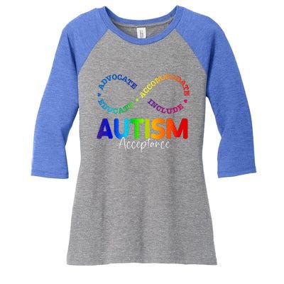 Autism Awareness Acceptance Infinity Symbol Women's Tri-Blend 3/4-Sleeve Raglan Shirt