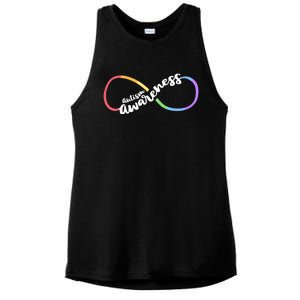 Autism Awareness Autistic Acceptance Rainbow Infinity Symbol Gift Ladies PosiCharge Tri-Blend Wicking Tank