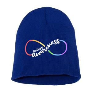 Autism Awareness Autistic Acceptance Rainbow Infinity Symbol Gift Short Acrylic Beanie