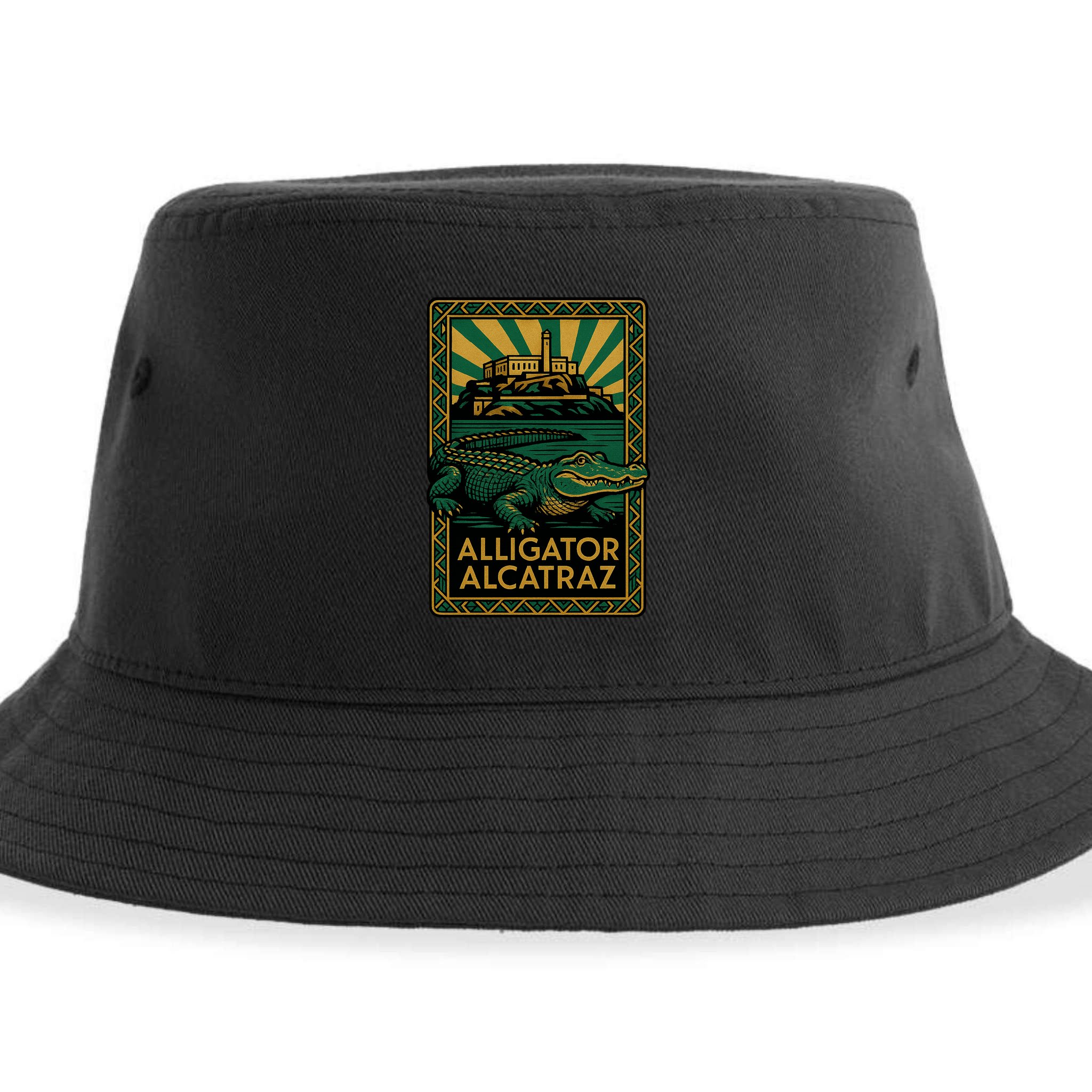 Alligator Alcatraz Art Deco Sustainable Bucket Hat