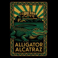 Alligator Alcatraz Art Deco Drawstring Bag