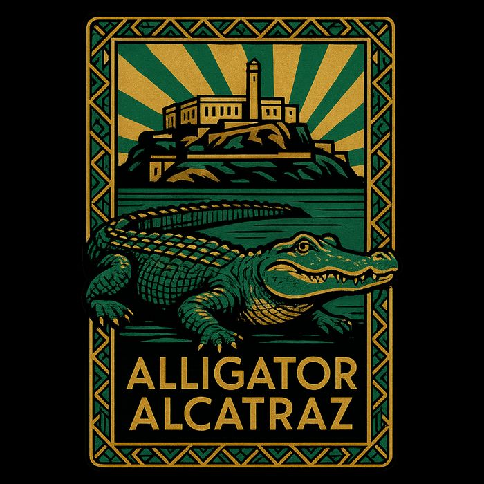Alligator Alcatraz Art Deco Drawstring Bag