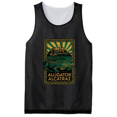 Alligator Alcatraz Art Deco Mesh Reversible Basketball Jersey Tank