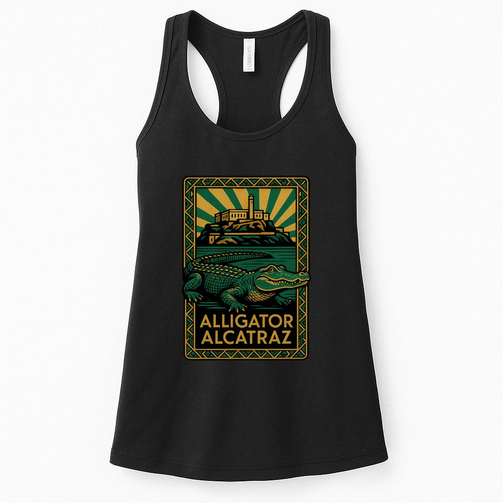 Alligator Alcatraz Art Deco Womens Tank Top