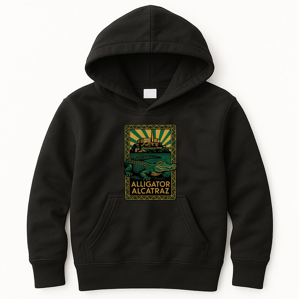Alligator Alcatraz Art Deco Kids Hoodie