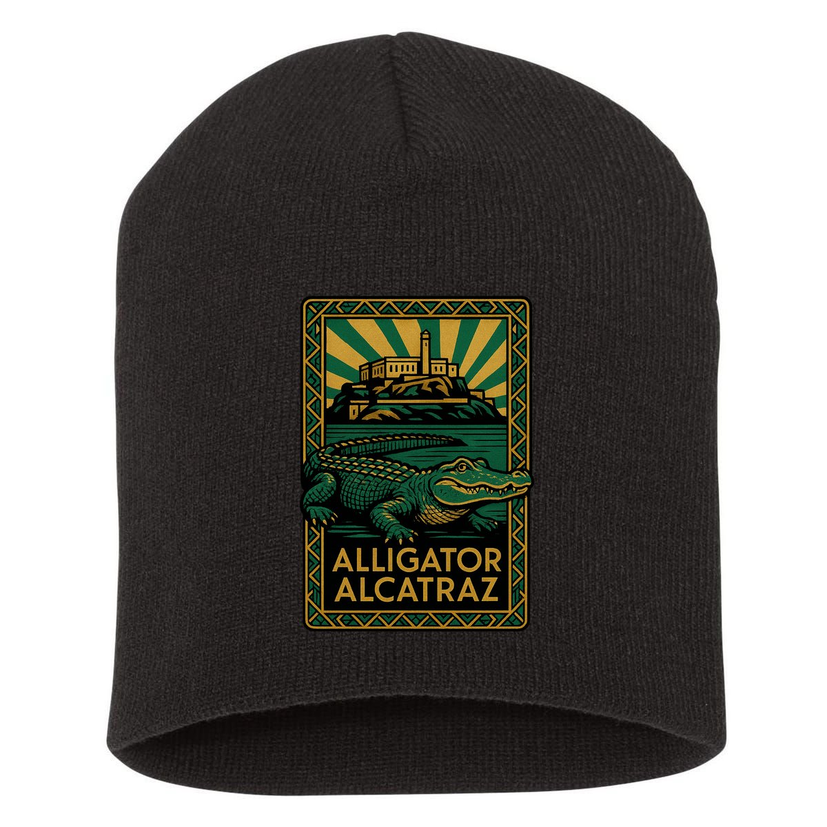 Alligator Alcatraz Art Deco Short Acrylic Beanie