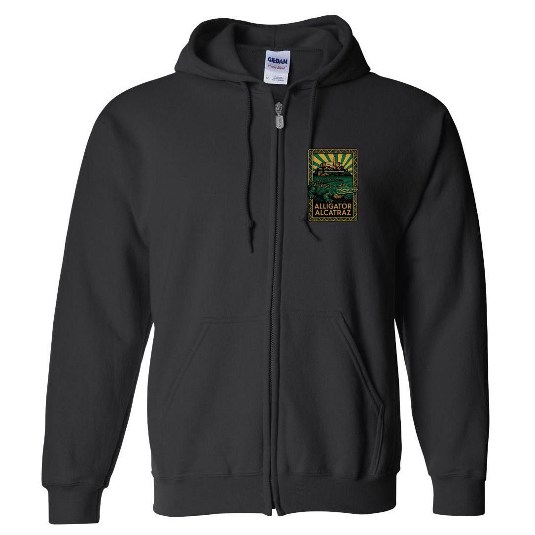 Alligator Alcatraz Art Deco Full Zip Hoodie