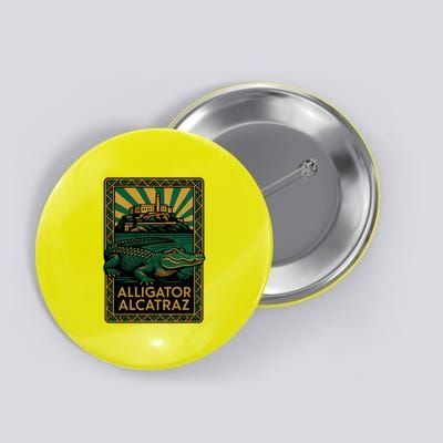 Alligator Alcatraz Art Deco Button